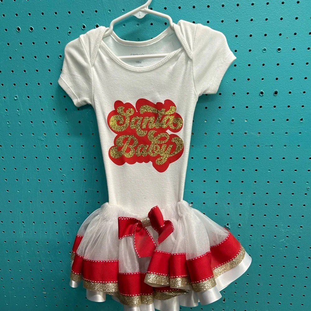Carter's Santa Baby 2 Piece Outfit with tutu skirt 18M NWT
